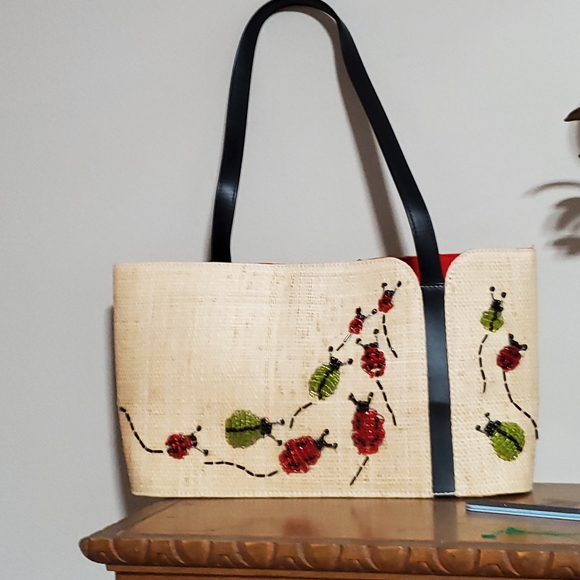 NATURAL STRAW PURSE HANDBAG BEADING MEDIUM MADE IN PHILIPPINES NWOT - Picture 1 of 16